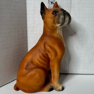 Boxer Vtg Dog Figurine 7” brown tan black it’s ceramic or porcelain 1970’s ?